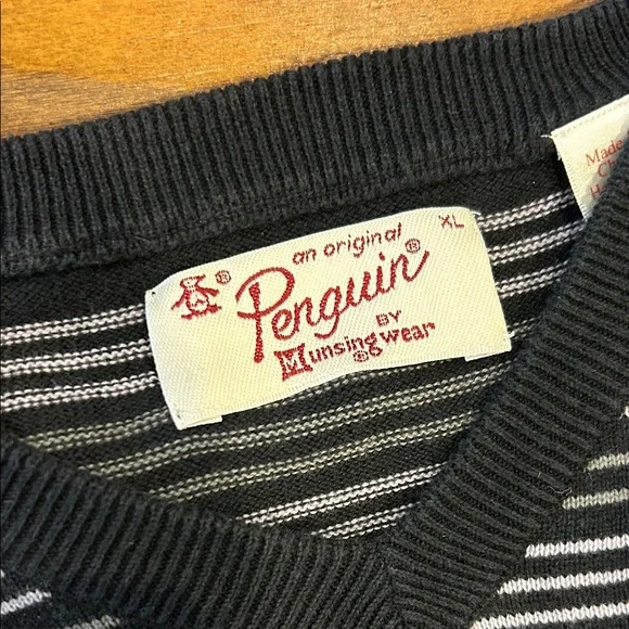 Original Penguin Black and Pale Pink Striped Sweater - Picture 2 of 4